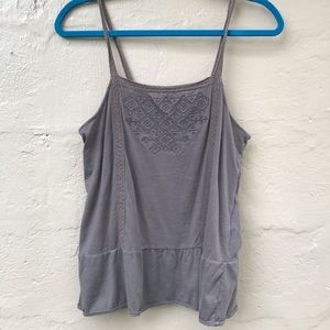 Brown embroidered tank top